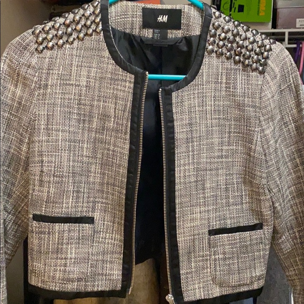 Cropped twill blazer